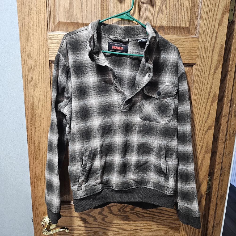 Brown Plaid Button-Up Shirt